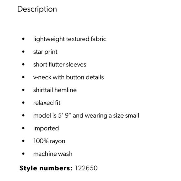 Maurices White Star Flutter Sleeve Button Front Top Small - Picture 9 of 9